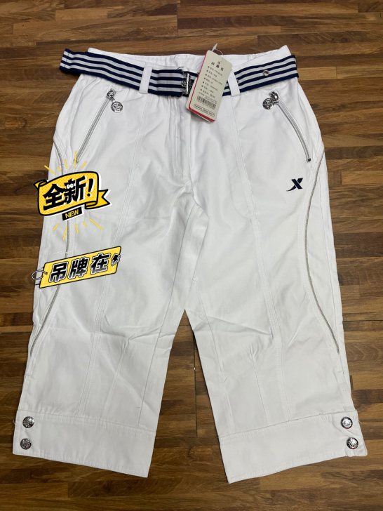 特步女款七分裤 短裤 白色短裤