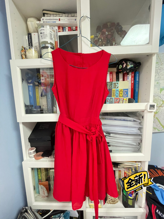 红色镂空连衣群,裙子背后的腰是镂空设计,非...