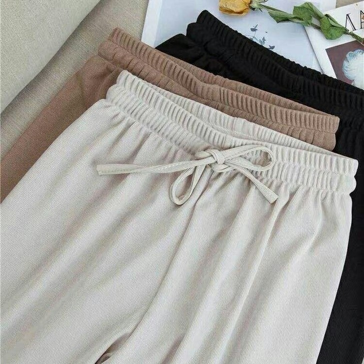 冰丝阔腿裤女春夏季新款高腰垂感休闲裤女学生...