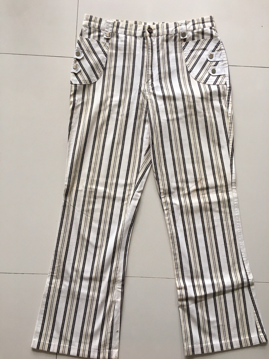 九分小喇叭竖条纹裤 女款 花花公子