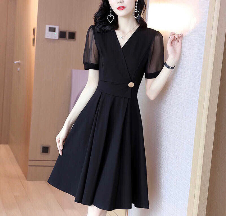 法式轻熟连衣裙夏 大码 女夏 减龄 显瘦新...