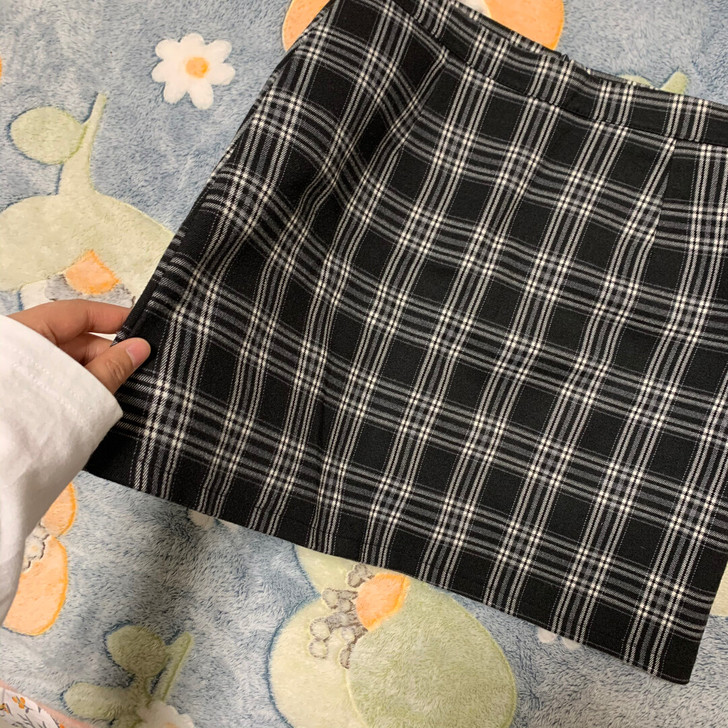 格子短裙A字型 春夏秋女