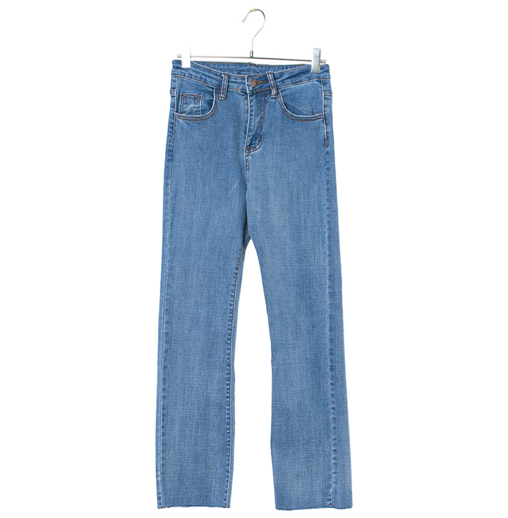 微喇牛仔裤女2019春款复古高腰九分裤潮显...