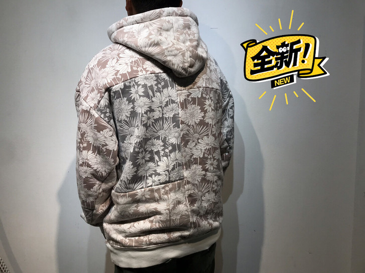 水洗瑕疵kith新款花卉拼接男士帽衫卫衣