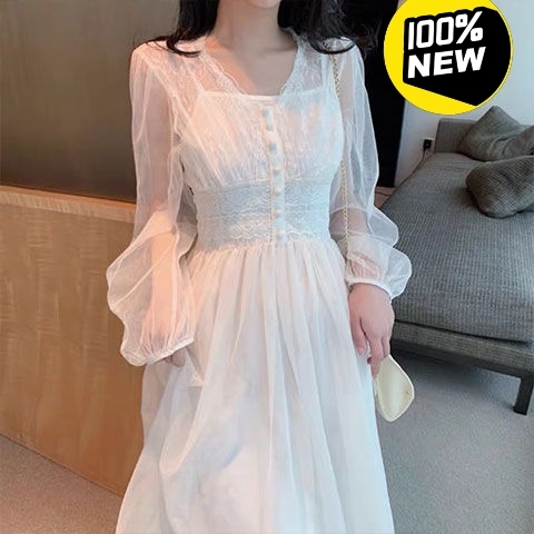 2020新款春夏法式网纱仙气长裙温柔裙子仙...