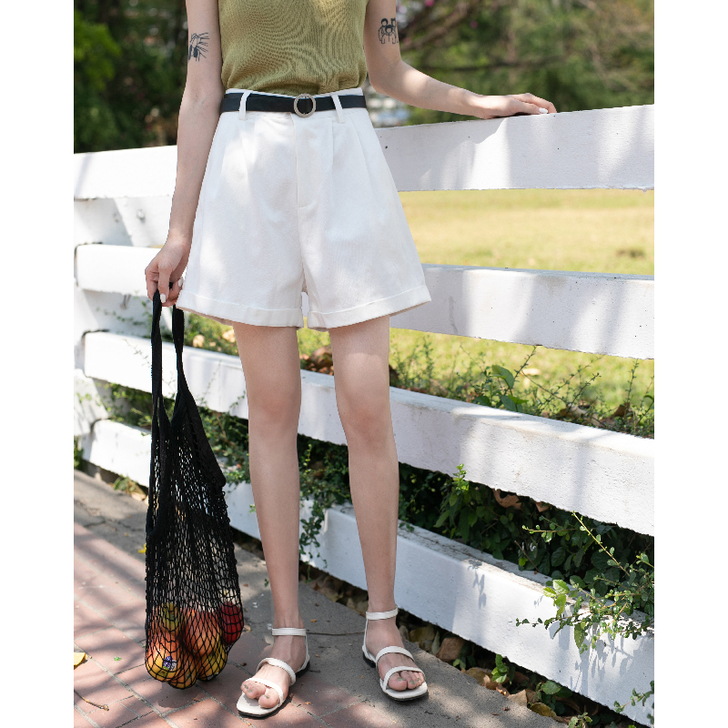 清仓秒杀 送皮带白色短裤女高腰网红同款显瘦...