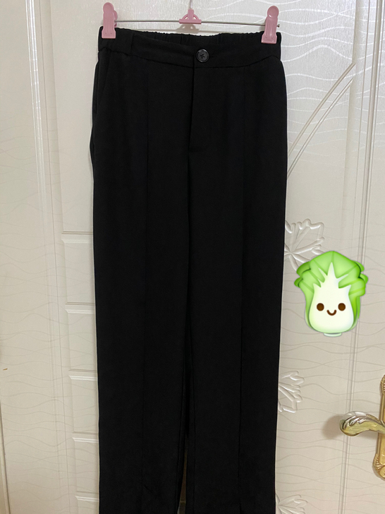 黑色西装裤女夏季不规则拖地开叉阔腿裤高腰垂...