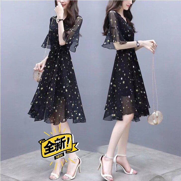 冰丝连衣裙夏2021年新款碎花收腰显瘦气质...