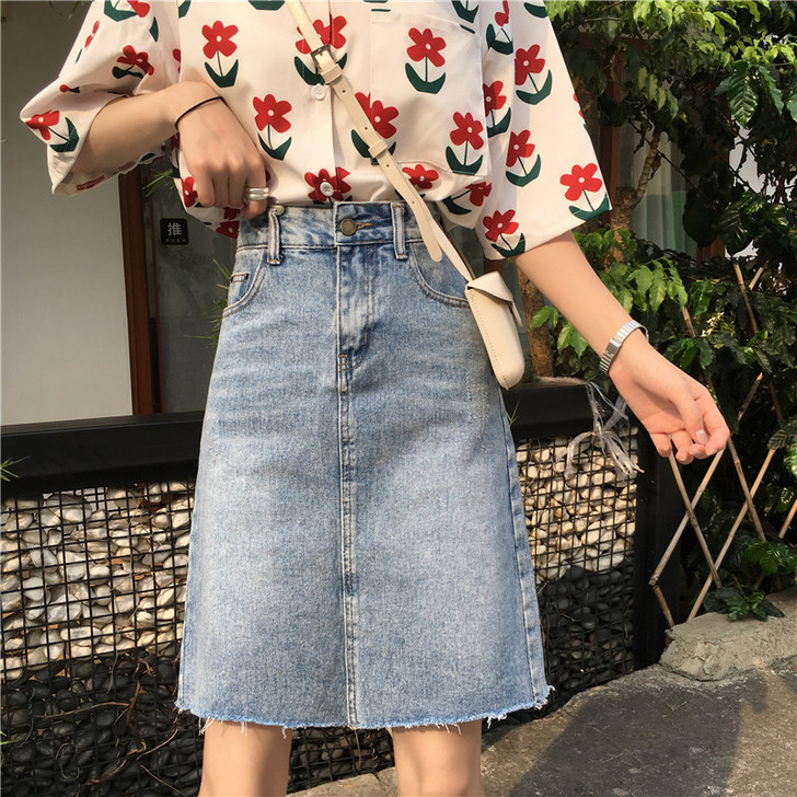 牛仔裙女春夏新款韩版百搭包臀半身裙复古港味...