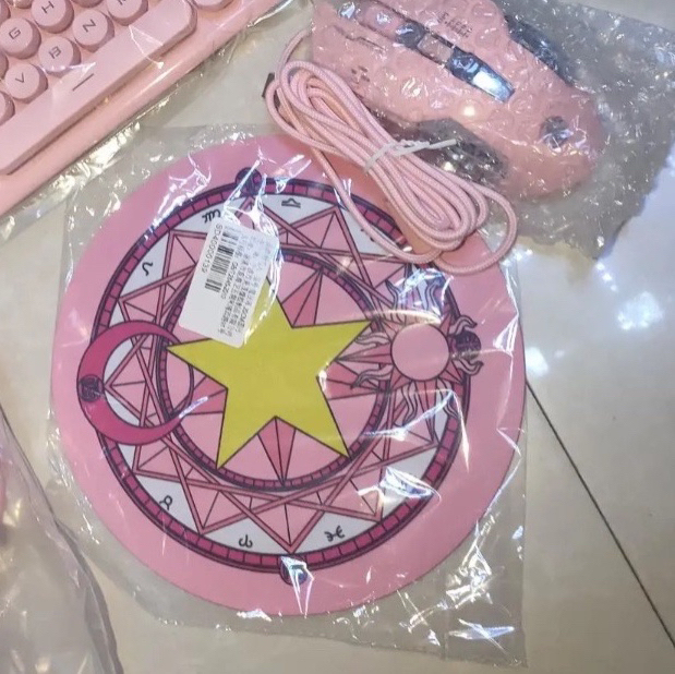 粉色魔法阵鼠标垫可爱女生卡通圆形小号鼠标垫...