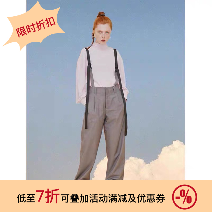 DOSORDONTS 原创设计 复古灰色西装背带裤春季休闲宽 DOSORDONTS 原创设计 复古灰色西装背带裤春季休闲宽