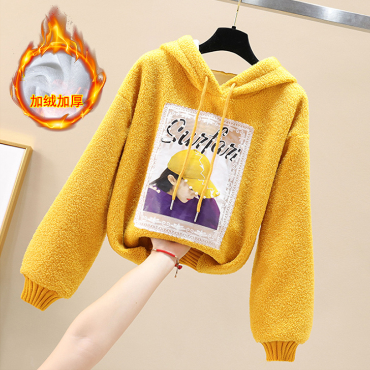 2020秋冬季新款羊羔毛卫衣女套头韩版宽松...