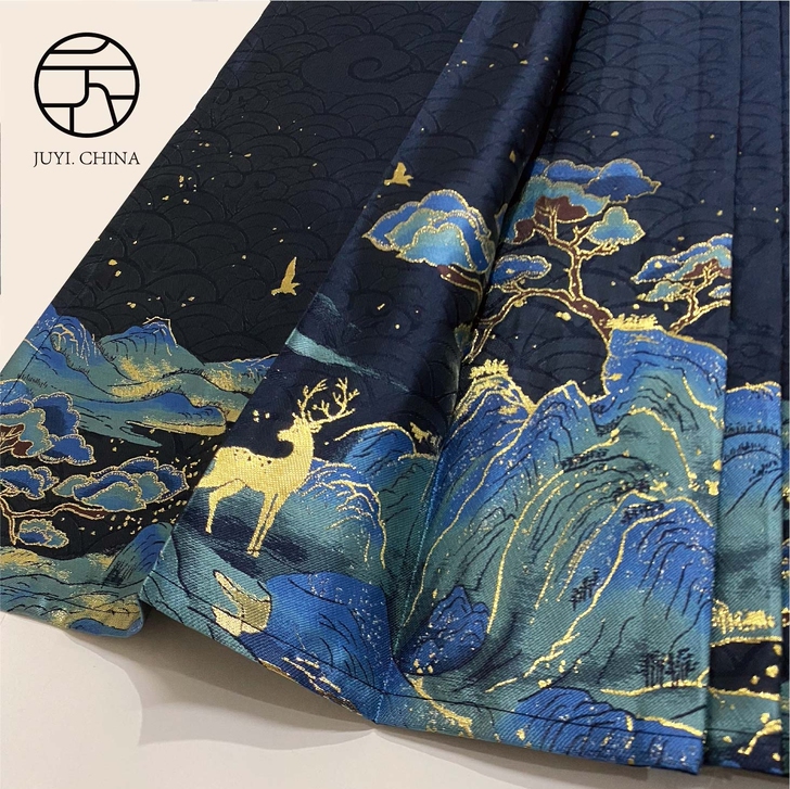 出定金 xs码麒麟蓝 掬衣汉服原创明制织金...