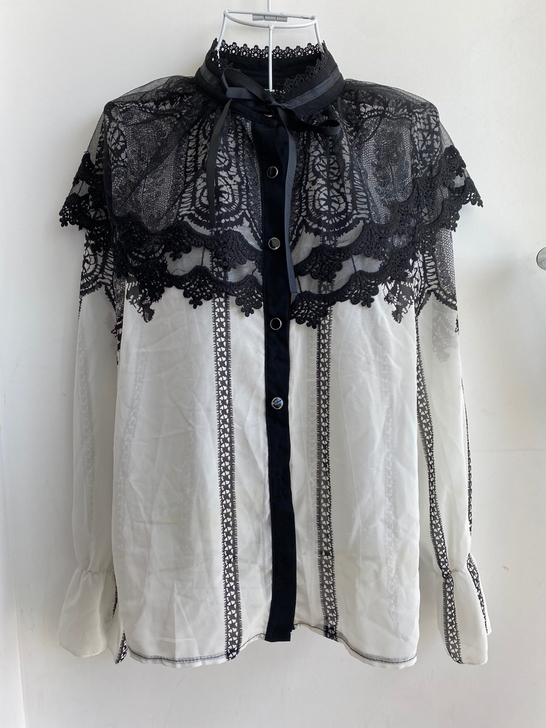 M码衬衣薄蕾丝雪纺九九新