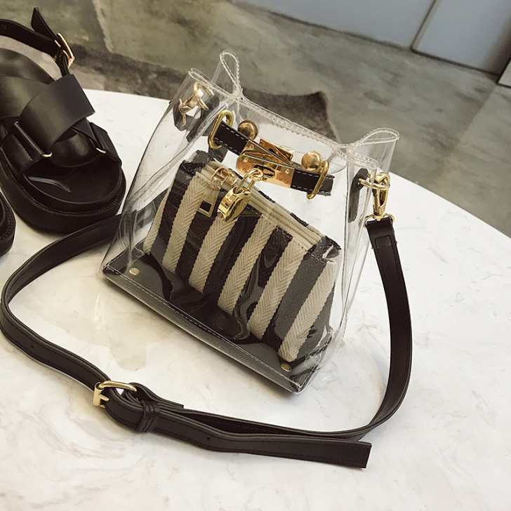 透明包包女2018夏新款潮时尚大容量手提子...