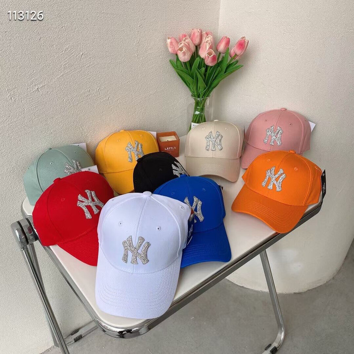 全新ny棒球帽亮钻鸭舌帽女士贴钻大标夏季遮...