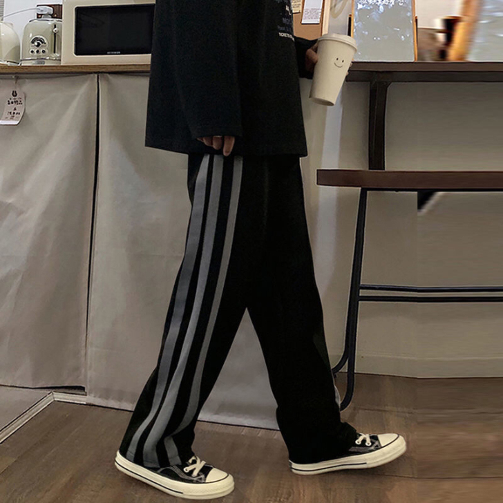 潮流炸街男士宽松港风休闲长裤潮流直筒阔腿i...