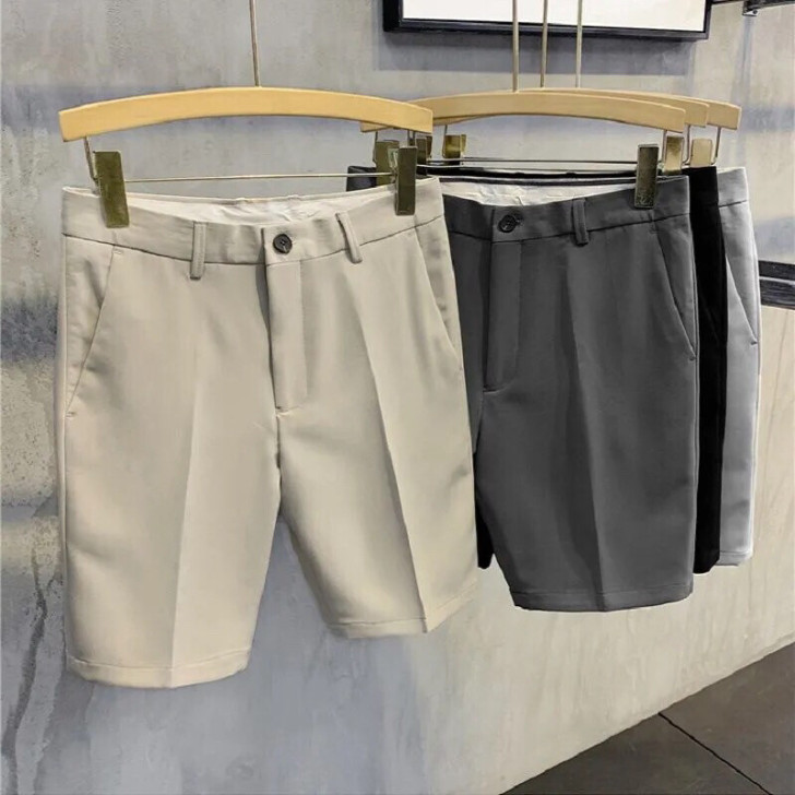 夏季薄款短西裤韩版潮流百搭修身5分中裤纯色...