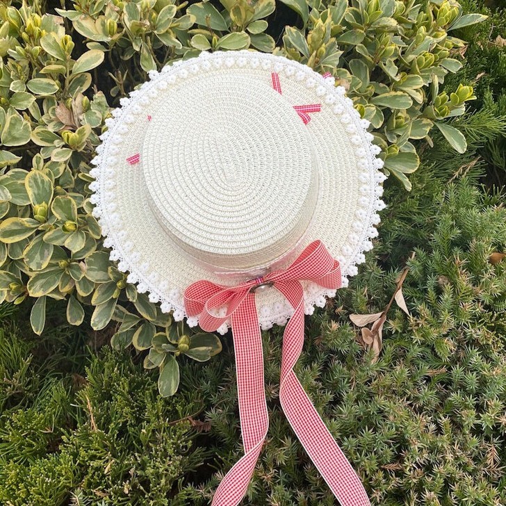 全新蝴蝶结草帽，实体店购入非常适合夏天。