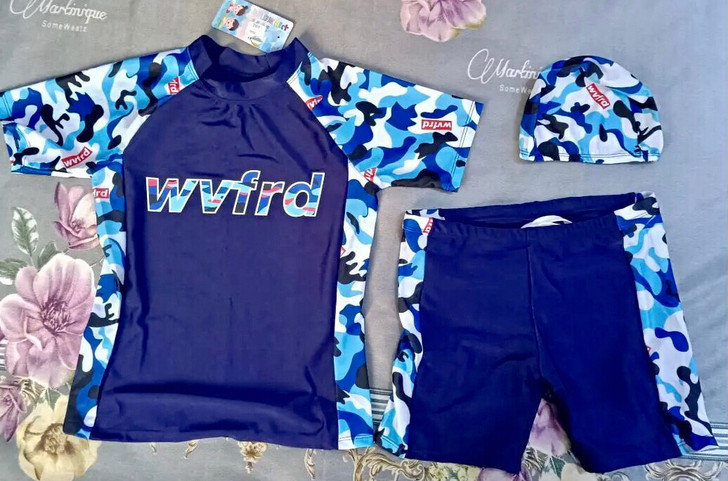 【实体店不开了亏本清货】男童游泳衣套装三件...