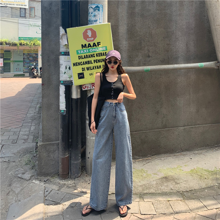 全部清仓!!!给钱就卖!阔腿牛仔裤女直筒宽...