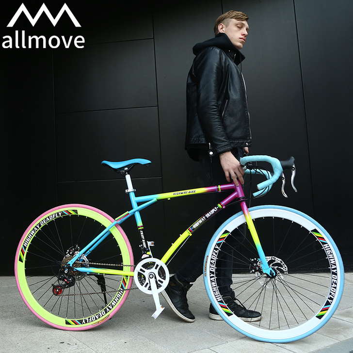 公路赛车死飞变速自行车实心胎活飞单车弯把双...