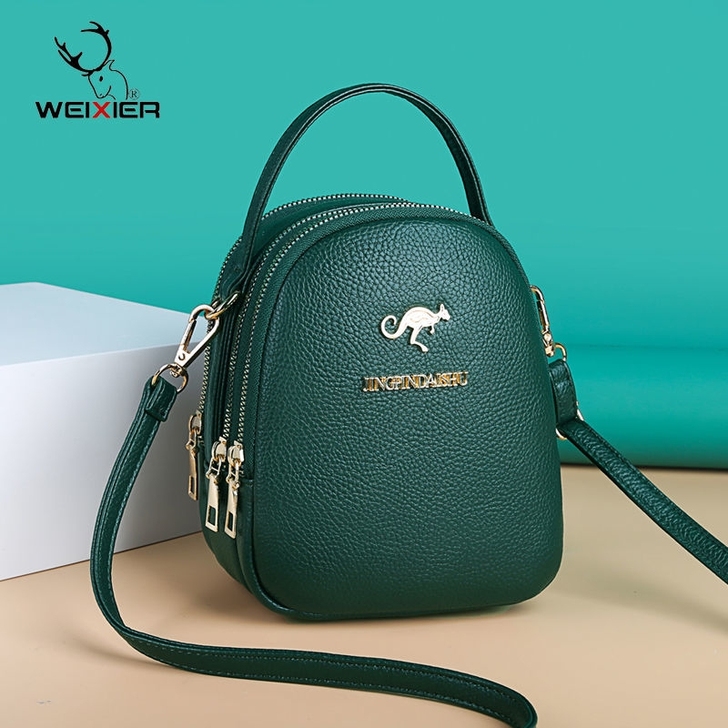 真皮质感三层女包包时尚简约百搭女士软皮大容...