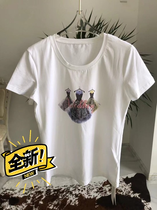 洛诗琳女士白色T恤2021年秋夏季新款时尚...