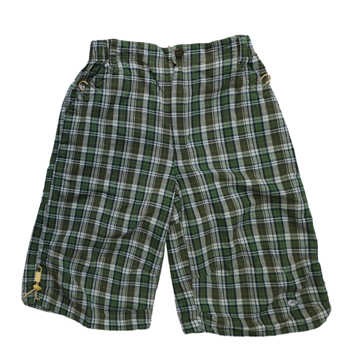 三叔 山系格子短裤韩单工装多功能格子裤女...