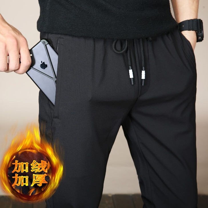 裤子男秋季男士运动裤冬季加绒加厚休闲裤男生...