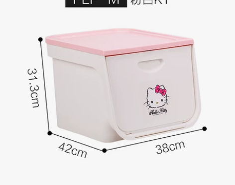 日本爱丽思前开式塑料儿童宝宝玩具收纳箱翻盖...