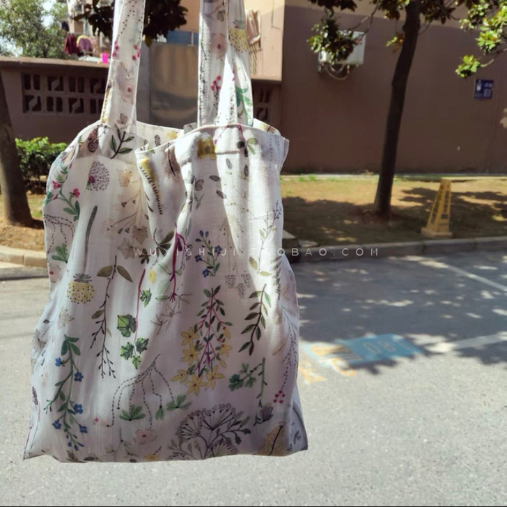 棉麻植物印花帆布包