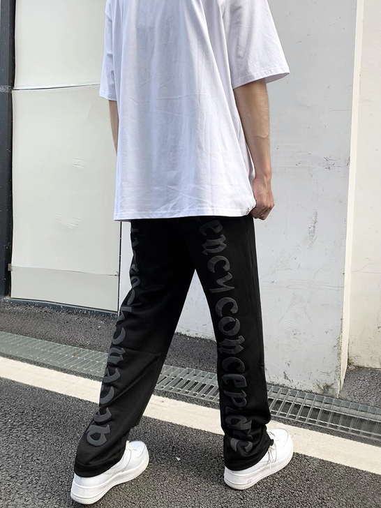 欧美高街嘻哈发泡宽松运动休闲长裤潮牌复古白...