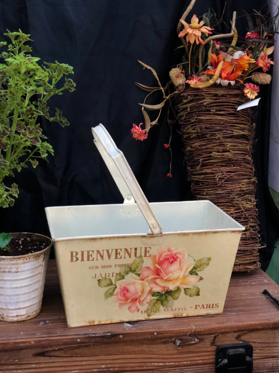 复古乡村铁艺贴纸玫瑰花图案花盆干花桶装饰摆件