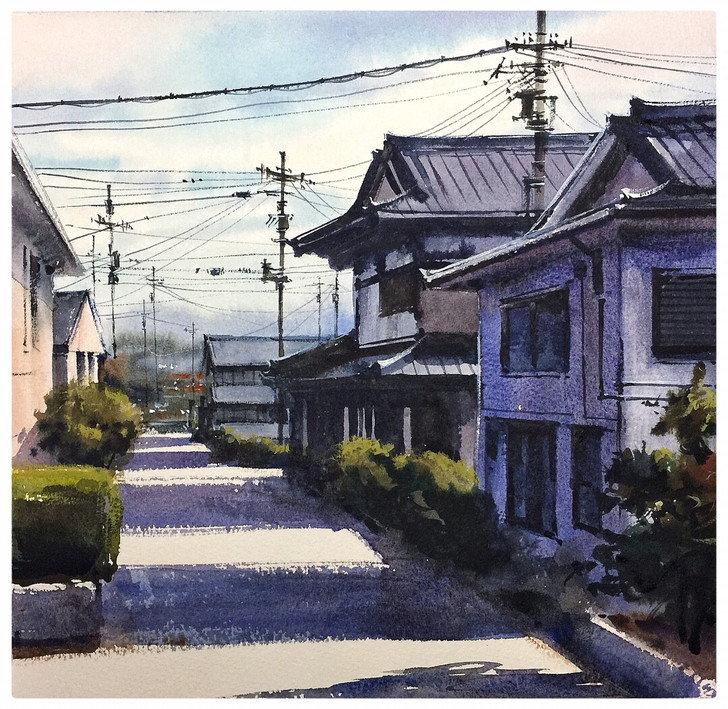 纯手绘印象派风景画 日本街景原创作品闲置低...