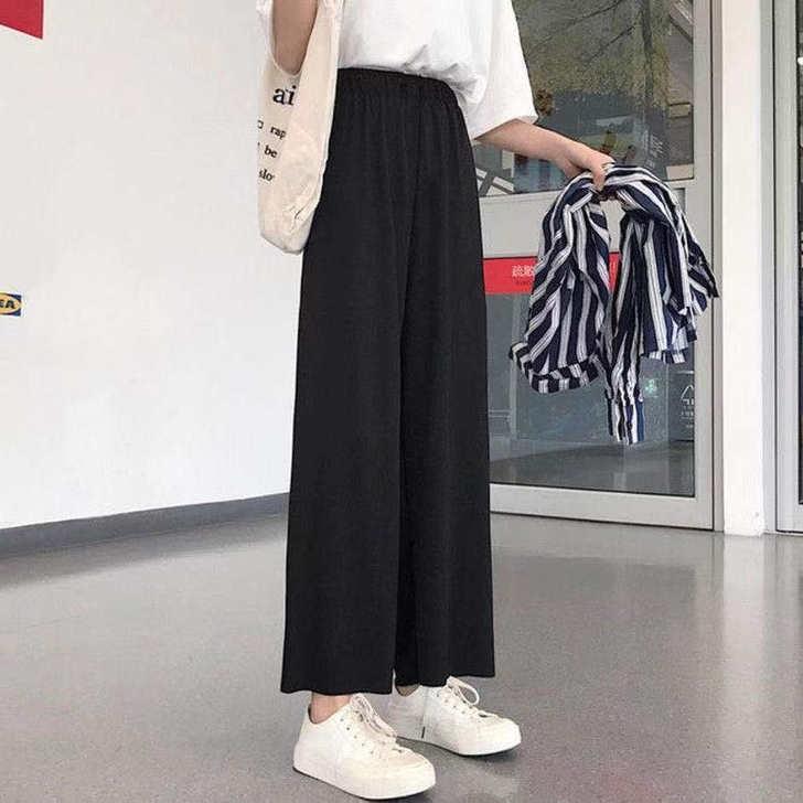 阔腿裤女学生春夏新款韩版宽松百搭显瘦高腰直...