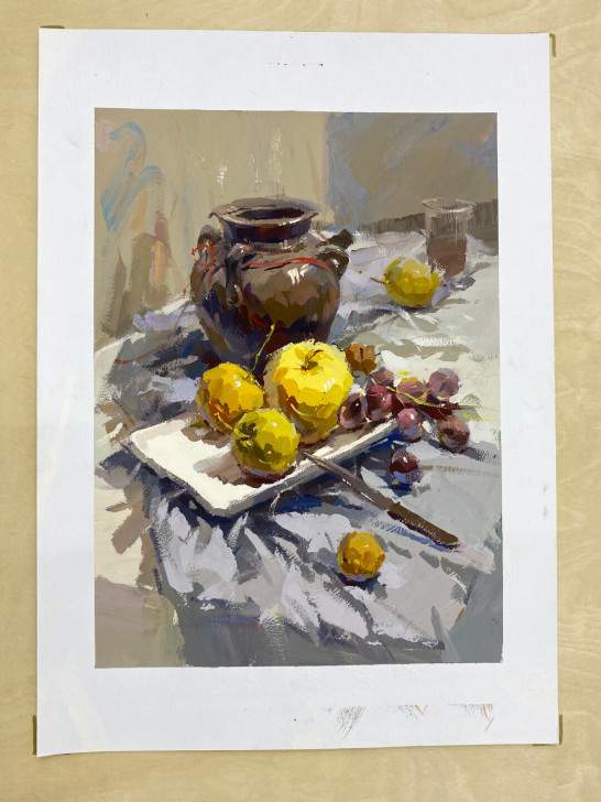 色彩，高考色彩作品，4开水粉画成品，无签名...