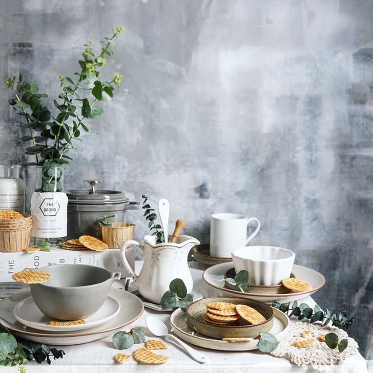 拍摄静物油画布背景布 手绘定制复古美食摄影...