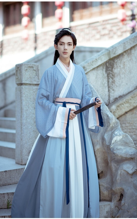 汉服男装交领襦大袖齐腰八破交窬裙琼华晋制刺...