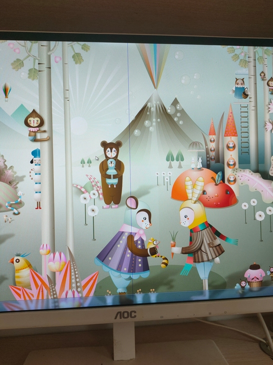 电脑显示屏，8成新就是中间有条线。不影响使用