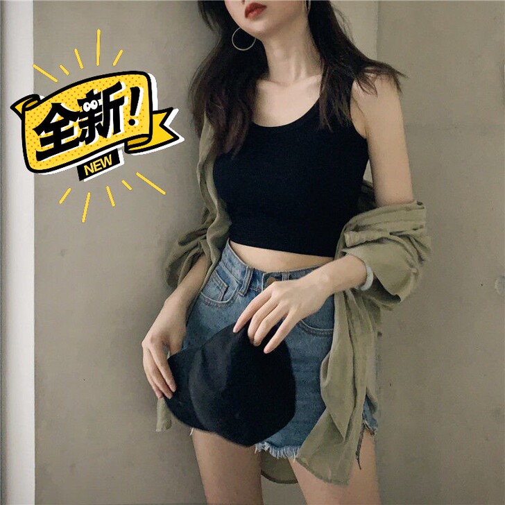【两件装】短款内搭港味打底女无袖上衣吊带春...