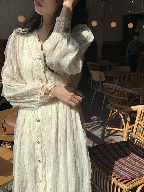 Sinbounboun自制 小众法式蕾丝裙...