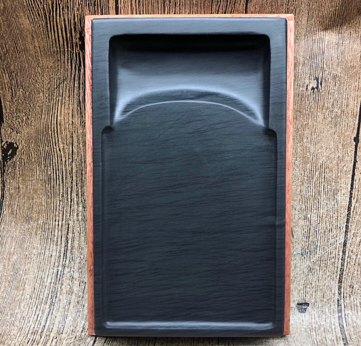 歙砚水波纹原石天然砚台纹理漂亮八寸长方门子...