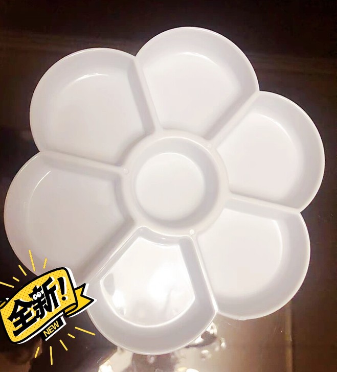 包邮仿陶瓷加厚七格梅花形调色盘便携式美术颜...