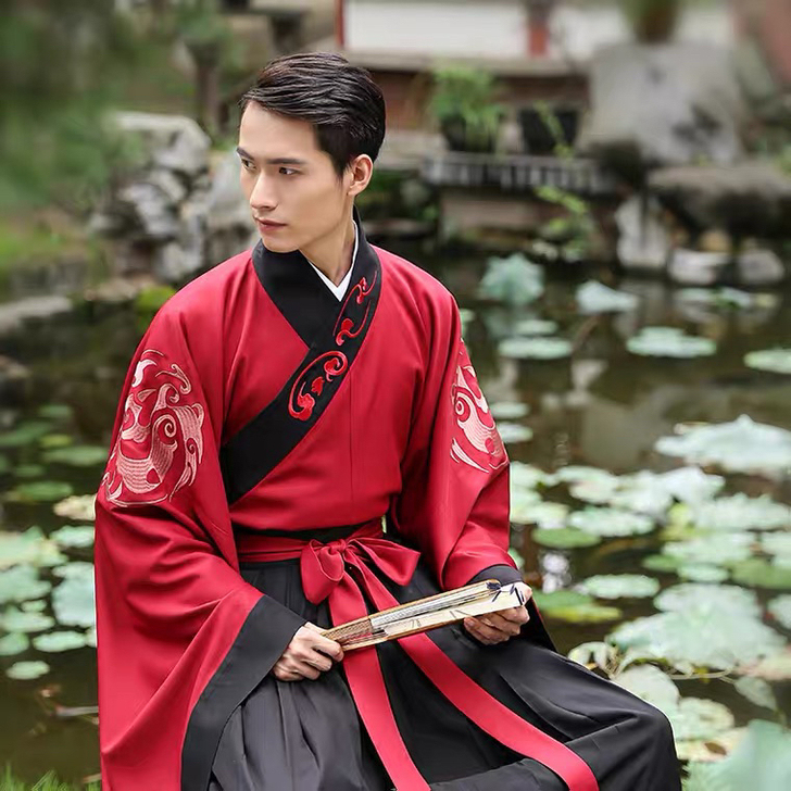 【重回汉唐】原创改良汉服男幽玄广袖交领上衣...