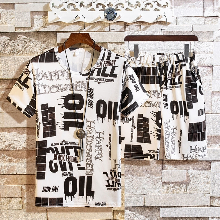 （亏本出售30元一套包邮）夏季运动套装男休闲跑步服短袖T男士