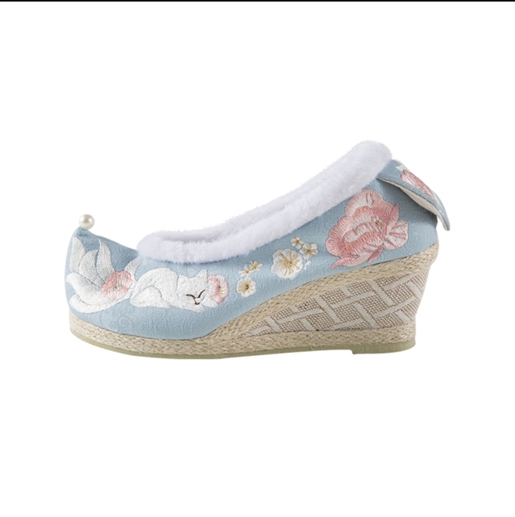 十三余小豆蔻儿[小狐狸]坡跟加绒弓鞋汉服配...