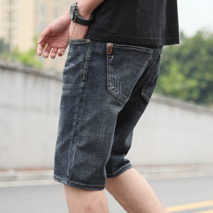 花花公子男士五分牛仔短裤子男夏季薄款直筒宽...