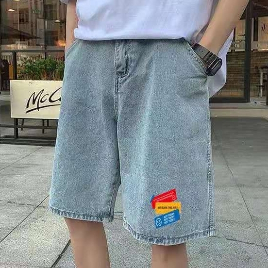 【特价】夏季破洞牛仔裤男五分裤薄款港风直筒...