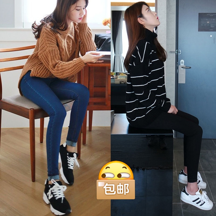 修身显瘦紧身高腰小脚牛仔裤 女